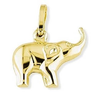 14k Yellow Gold Puffy Lucky Charm Elephant Pendant image 1