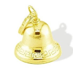 14k Yellow Gold Italian Bell Charm Pendant image 2