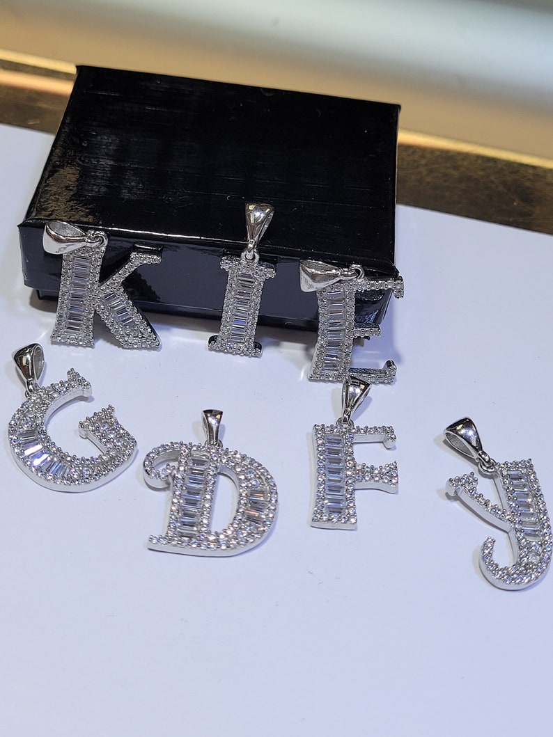 925 Sterling Silver Alphabet Letter G White CZ initial Charm Pendant image 8