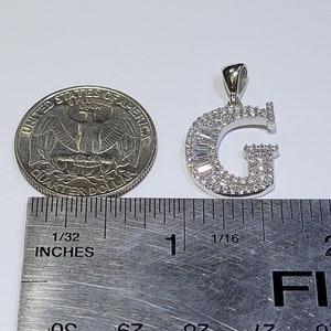 925 Sterling Silver Alphabet Letter G White CZ initial Charm Pendant image 4