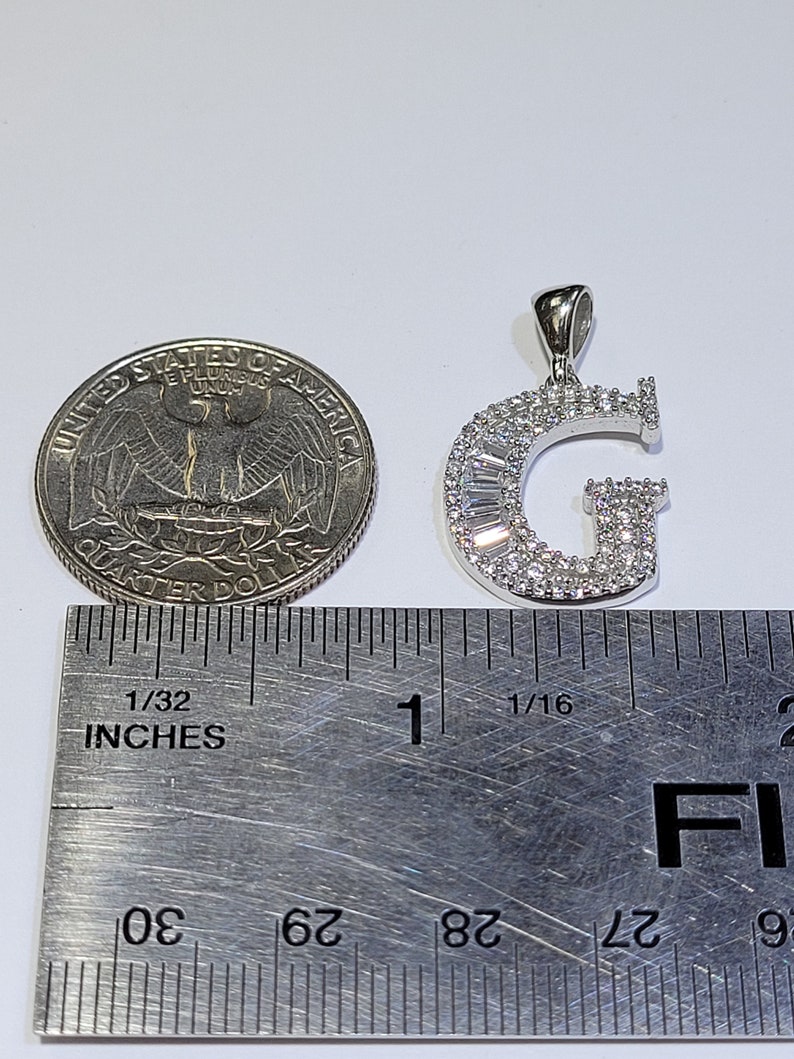 925 Sterling Silver Alphabet Letter G White CZ initial Charm Pendant image 4