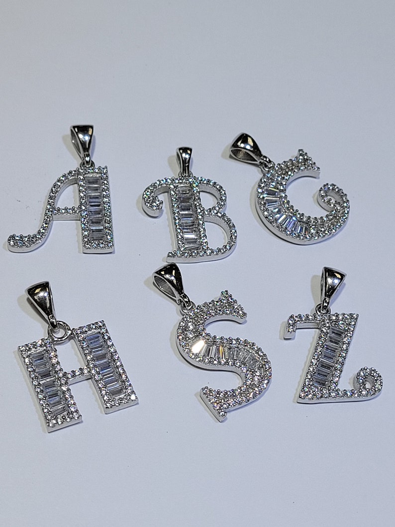 925 Sterling Silver Alphabet Letter G White CZ initial Charm Pendant image 5