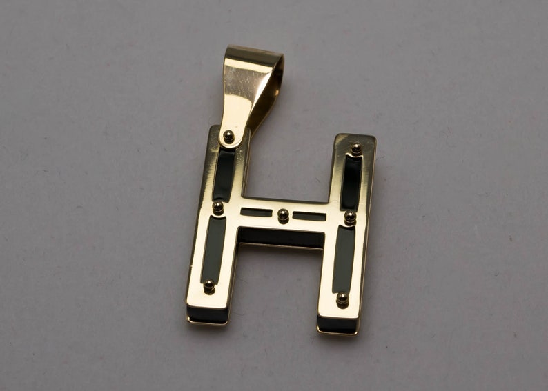 14K Gold Initial Letter H Charm Pendant Necklace Gold Letter Etsy