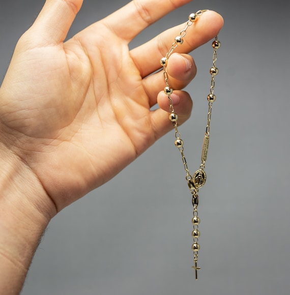 24k Solid Gold/18k Solid Gold Rosary Bracelet 7mm Ball - Etsy