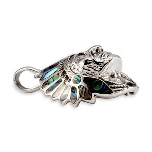 925 Silver Abalone Native American Indian Chief Pendant image 2