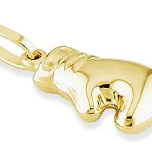 Solid 14k Yellow Gold Puffy Boxing Glove Sports Pendant image 1