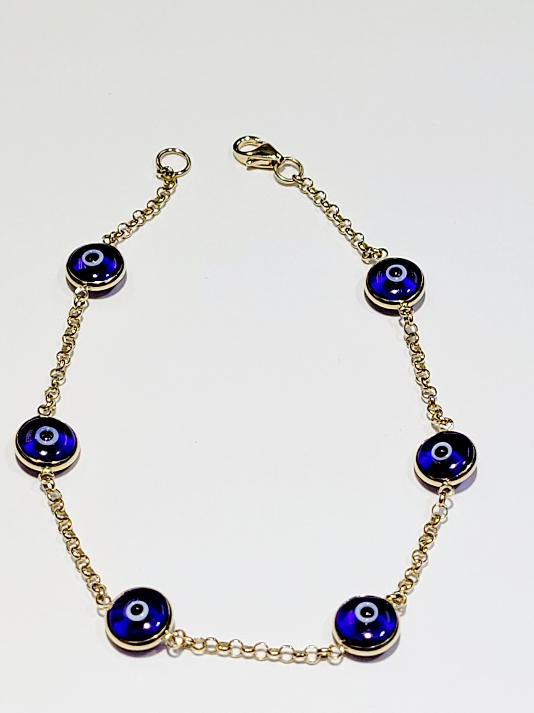 14k Gold Lucky Dark Blue Eye Evil Eye Protection Bracelet Etsy