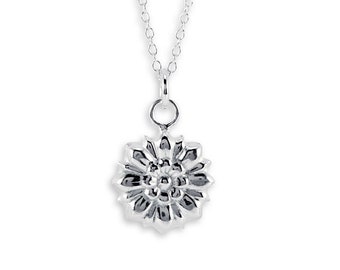 Nouveau .925 Sterling Silver Chain Flower Pendentif Collier