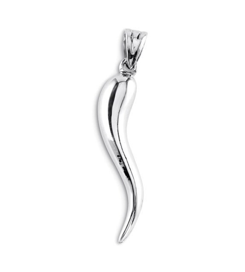 925 Sterling Silver Large Italian Horn Lucky Charm Pendant