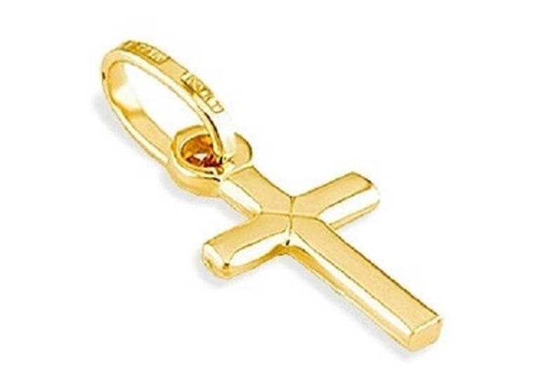 14k Yellow Gold Italian Solid Cross Religious Pendant