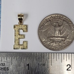 14K Gold Block Initial Diamond Cut Letter E Charm Pendant image 4