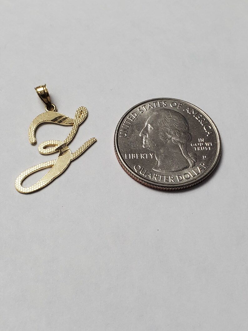 14K Gold Cursive Script Initial Letter Z Charm Pendant Medium Size image 5