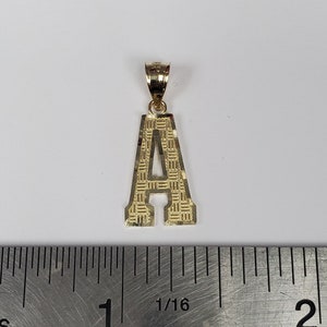 14K Gold Block Initial Letter A Charm Pendant image 4