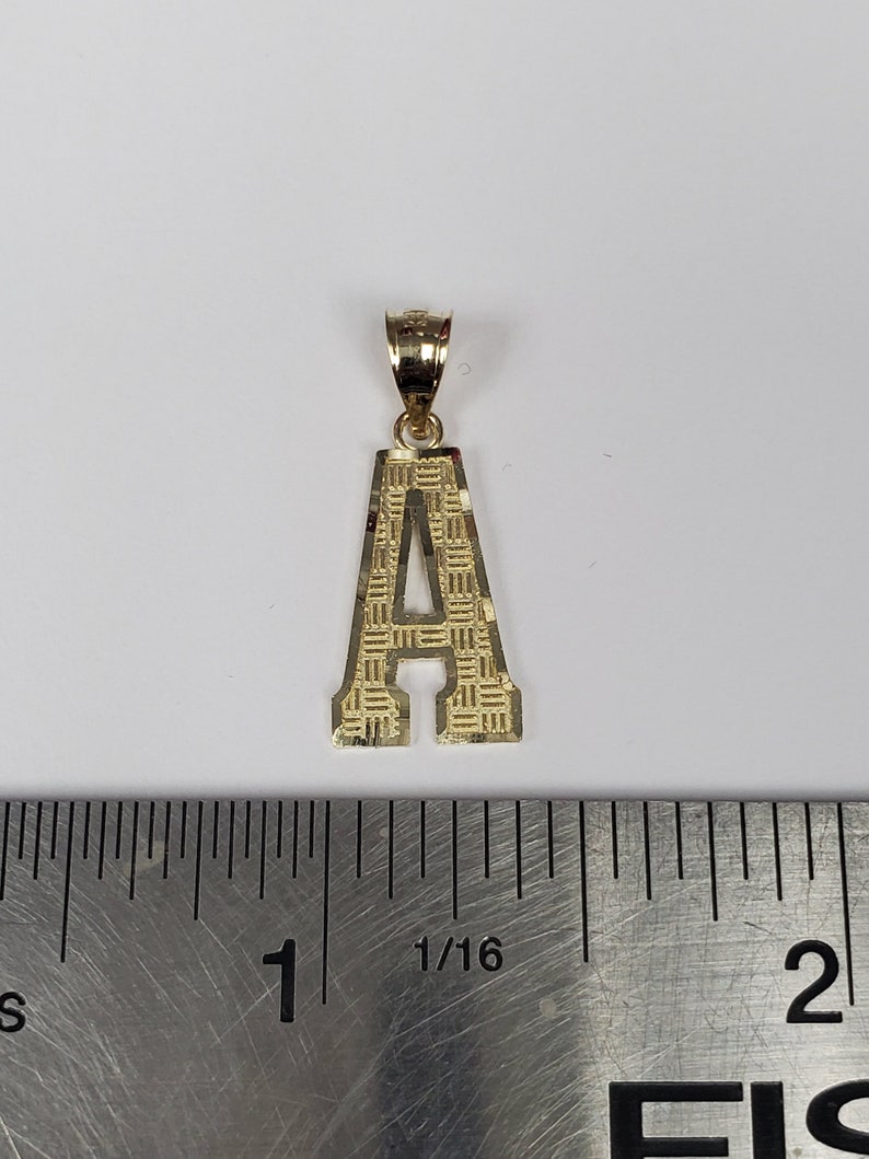 14K Gold Block Initial Letter A Charm Pendant image 4