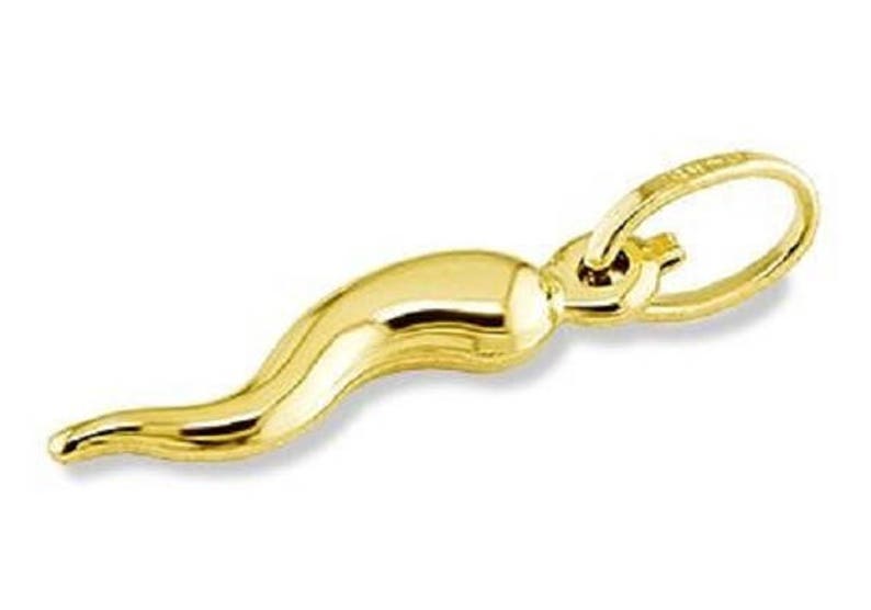 14k Yellow Gold Italian Horn Good Luck Charm Pendant Etsy