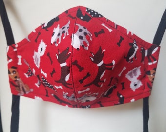 Cotton Face Mask -Adorable Dog Print