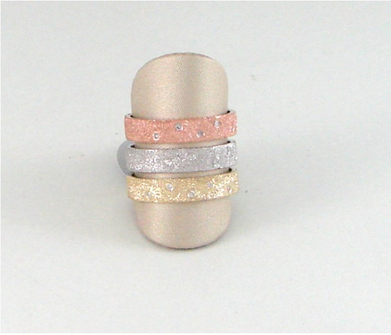14k solid gold glittered finish design wedding band with 7 diamonds white yellow or rose gold