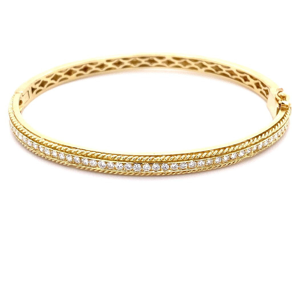 14 Karat Solid Yellow Gold Rope Design One Carat H/SI Diamond - Etsy