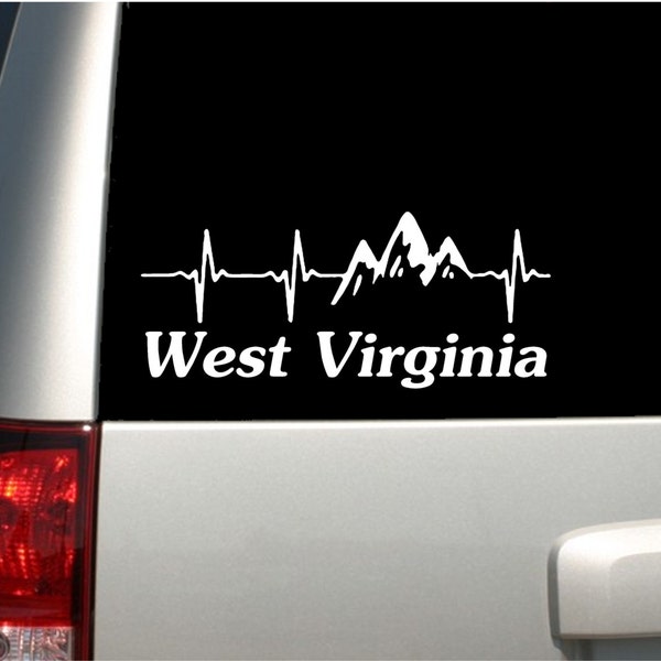 8" Vinyl Decal "West Virginia Mountain Heartbeat" - Mountianeer - WV Home - Made in the USA