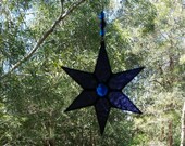 Stained Glass Star Purple Glass Beaded Celestial suncatcher by Indigo Mood