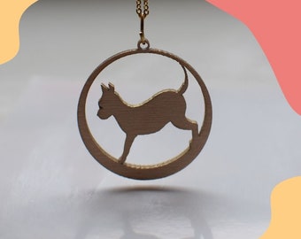 Dog necklace, wooden pendant, necklace with dog, gift idea for dogs lovers, dogs