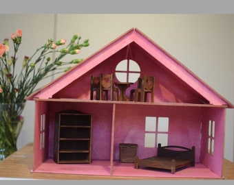 Wooden Dollhouse with fourniture, Dollhouse for a gift, perfect gift idea for christmas,