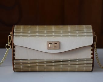 wooden wood clutch handbag simple natural bag