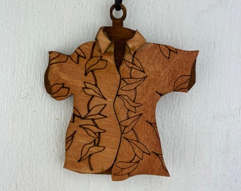 Wood Aloha Shirt Ornament