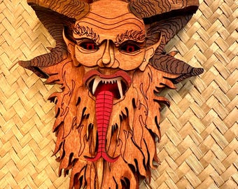 Wooden Krampus Ornament 6"