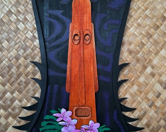 Tiki Plumeria Wall Hanging 24" x 32"