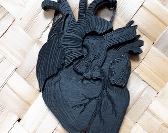 Schwarzes anatomisches Herz Ornament