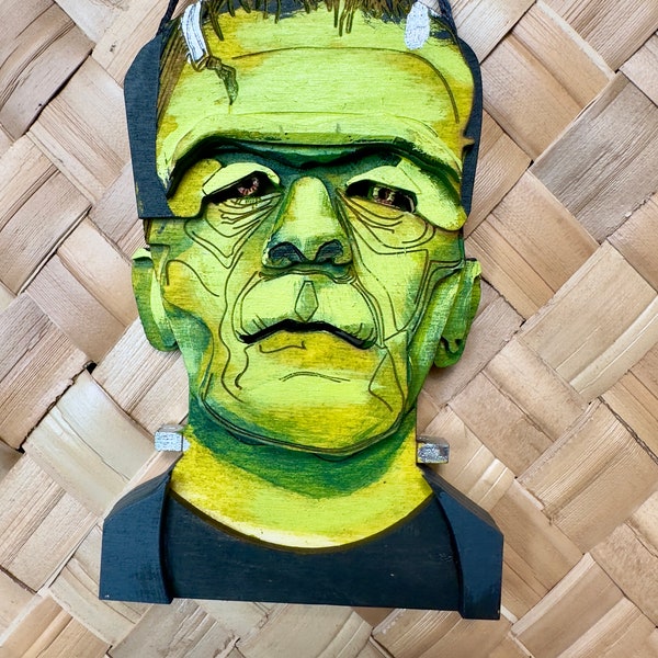 Wooden Hand Painted Frankenstein's Monster Ornament