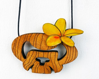 Skull Plumeria Pendant/Refrigerator Magnet Ornament