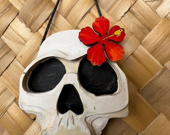 Hibiscus Skull Ornament - Christmas/Halloween Ornament