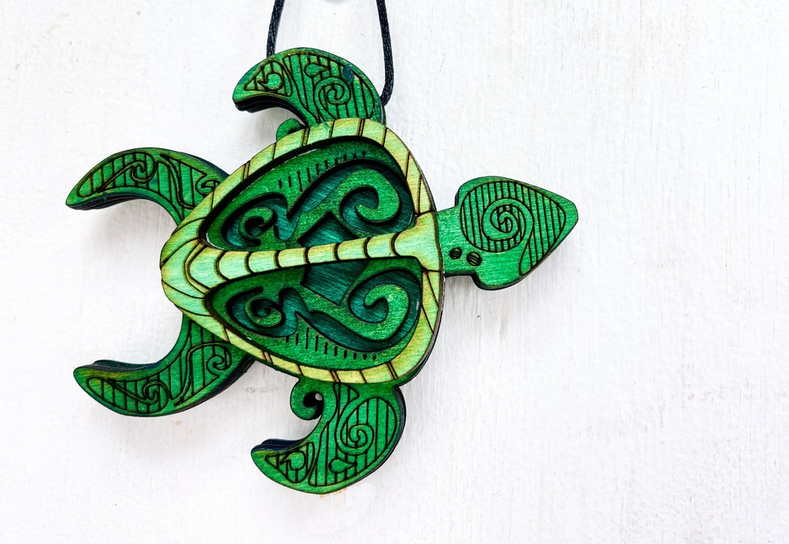 Green Honu Turtle Ornament Hawaiian Symbol of Wisdom and Etsy