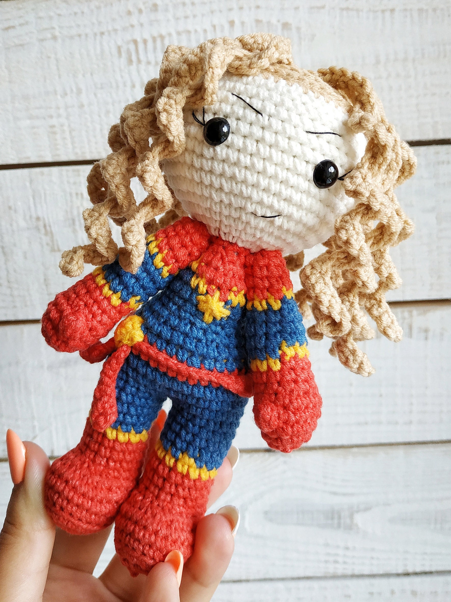 Captain Marvel crochet pattern PDF Amigurumi superhero doll Etsy