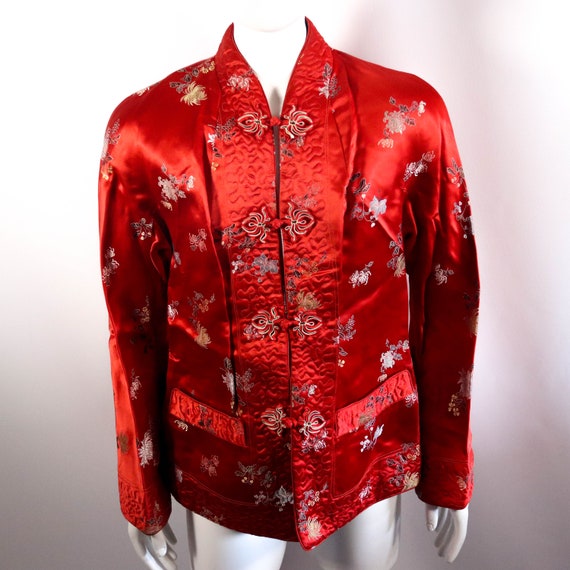 Red Asian Chinese / Japanese Flower Kimono Coat Ja