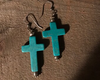 Turquoise Cross Earrings