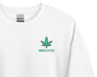 Cute Stoner Sweatshirt, Marijuana Unisex Crew Neck Sweatshirt, Cozy Weed Sweatshirt Gift for Women, 420Gift for Stoner Girl, Medicated Icon