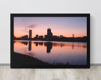 Boston Skyline Framed Photo Print, Head of the Charles River Poster Office Decor Gift for Harvard Grad, Sunrise Wall Art for Gallery Wall