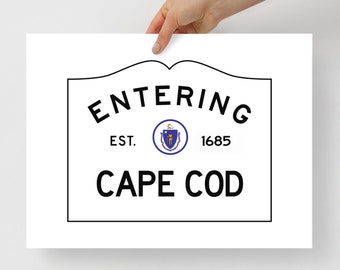 Cape Cod Poster, Massachusetts Wedding Gift, Housewarming Gift for Newlyweds, Beach House Wall Art Decor Gift for Friend