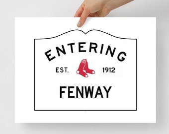 Fenway Park Poster Wall Art Gift for Red Sox Fan, Man Cave Decor for Boston Sports Fan, Baseball Office Decor, Retirement Gift