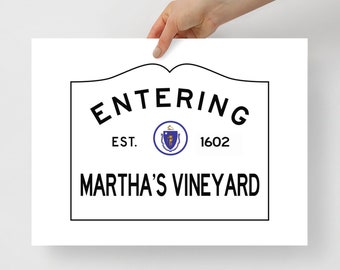 Martha's Vineyard Wall Art Poster, Cape Cod Wedding Gift, Housewarming Gift for Newlyweds, Beach House Decor Gift for Friend, Massachusetts