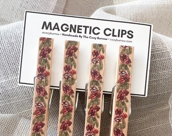 Magnetic Clips for Fridge with Pinecones