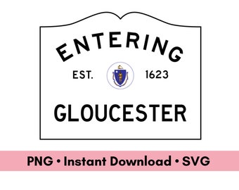 Gloucester Massachusetts Town Sign PNG SVG Digital Download, MA Art for Scrapbooking, Digital Assets for Graphic Design, Hometown