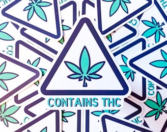 Contains THC Sticker, Stoner Gift for Men, 420Gifts for Women, Cannabiss Gift for Wake and Bake, Medical Marijuana Funny Gift for Friend