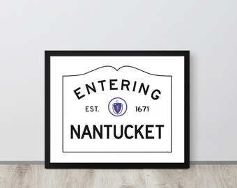 Nantucket Massachusetts Framed Wall Art, Cape Cod Wedding Gift, Housewarming Gift for Newlyweds, Beach House Decor Gift for Friend