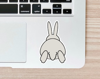 Bunny Rabbit Tail Sticker, Bun Bun Decal Gift for Daughter, White Rabbit Gift for Bun Mom, Waterproof Weathproof Dishwasher Safe