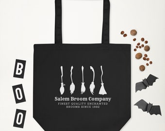 Salem Broom Company Tote Bag, Casual Halloween Outfit for Mom, Spooky Season Witchy Vibes Gift for Sister