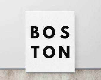 Boston Typography Print on Canvas, Beantown Word Art for Gallery Wall, Housewarming Gift for Friend, Modern Office Decor, Retirement Gift